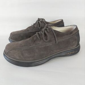 Merrell Men Brown Suede Leather Lace-up Topo Rail Gunsmoke Shoes Size 9.5 Sporty